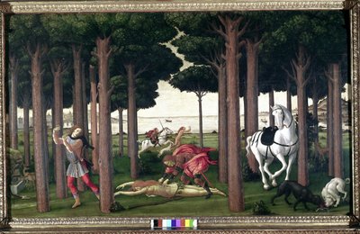 Boccaccio Dekameronjából; Nastagio degli Onesti történetei (második epizód) alkotó: Sandro (1444/5-1510) Botticelli