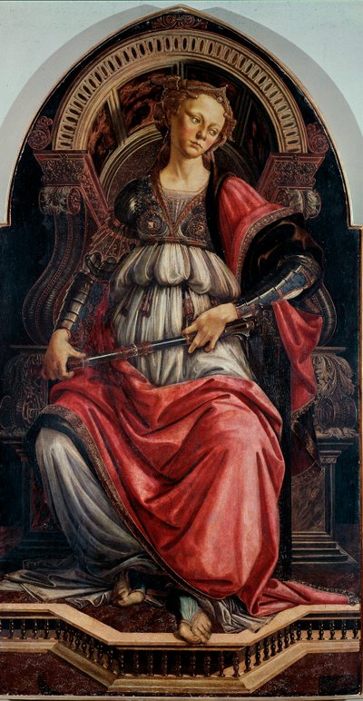 Erő allegória. Alessandro di Mariano dei Filipepi festménye fára Sandro Botticelli (1445-1510) 1470 kb. V. 167x87 cm Uffizi Képtár (Irodák) Firenze alkotó: Sandro Botticelli