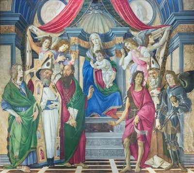 Madonna és gyermeke szentekkel trónol alkotó: Sandro Botticelli