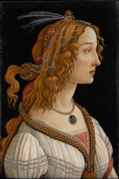 Egy hölgy idealizált portréja (Simonetta Vespucci nimfaként ábrázolva) alkotó: Sandro Botticelli