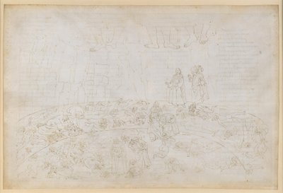 A Divina Commedia, Inferno XXXII. Kilencedik kör (Cocytus), 1. és 2. szakasz: A rokon- és hazaárulók büntetése a Caina és Antenora jégében alkotó: Sandro Botticelli
