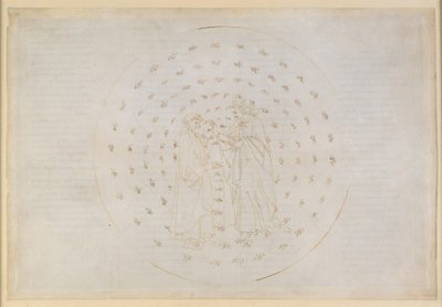A Divina Commedia, Paradiso VII. A második bolygószféra (a Merkúr mennyországa): Beatrice bevezeti Dantét az isteni igazságosság bonyolult kérdéseibe, valamint az emberi eredendő bűn és a Krisztus halálán keresztül történő megváltás témájába alkotó: Sandro Botticelli