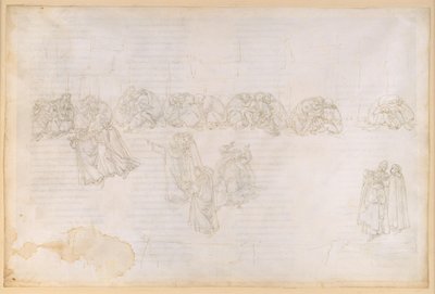A Divina Commedia, Purgatórium XIII. A Purgatórium második köre: bűnbánat az irigység és a káröröm miatt; beszélgetés Sapia Salvanival alkotó: Sandro Botticelli