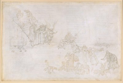 A Divina Commedia, Purgatórium XII. A Purgatórium első köre: a gőg büntetésének képei; az angyal a második körbe vezető lépcsők előtt alkotó: Sandro Botticelli