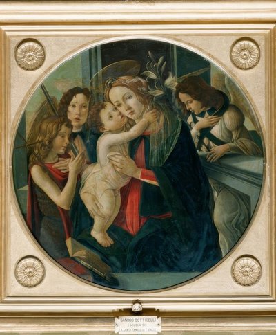 Mária a gyermekkel, a fiú Jánossal és két angyallal alkotó: Sandro Botticelli