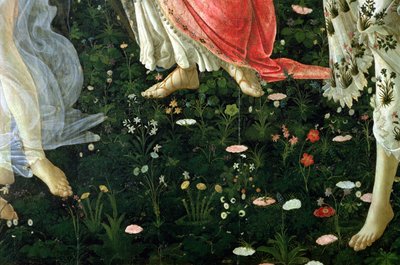 Primavera: virágtempera részlet a panelen alkotó: Sandro Botticelli