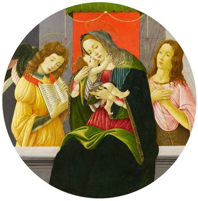 Madonna a Gyermekkel, Keresztelő János és egy angyal alkotó: Sandro Botticelli and workshop