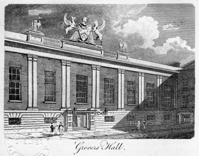 Grocers Hall, London City, 1811. alkotó: Sands