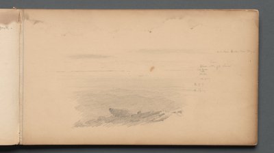 Vázlatfüzet, 04. oldal: Tengeri tájkép színes jelölésekkel alkotó: Sanford Robinson Gifford