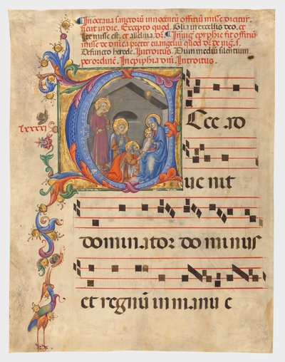 Initiale E: Die Anbetung der Könige, Blatt aus einem Graduale alkotó: Sano di Pietro