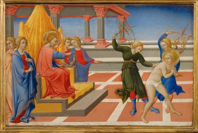 Szent Jeromos azt álmodja, hogy Krisztus két angyal által rendelte el a megostorozását ... alkotó: Sano di also Ansano di Pietro di Mencio Pietro