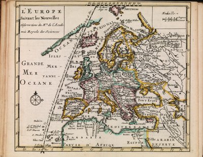 Térkép a Nemzeti Könyvtár térképgyűjteményéből. A térkép (1690-1708) -ban jelent meg, és Európát mutatja alkotó: Sanson chez Mortier