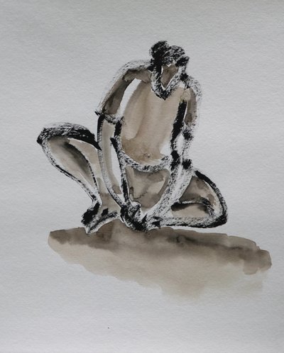 Elgondolkodó, guggoló alak alkotó: Santhosh ch