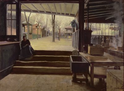 A konyha vagy a Moulin de la Galette laboratóriuma, Párizs (olaj, vászon) alkotó: Santiago Rusinol i Prats