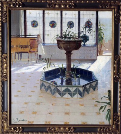 Szökőkút a verenda alatt Santiago Rusinol y (i) Prats festménye (1861-1931) 1894 Magángyűjtemény alkotó: Santiago Rusinol i Prats