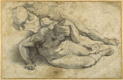 Tanulmány három katonáról a „Feltámadáshoz” (fekete kréta papíron) alkotó: Sanzio of Urbino (workshop) Raphael