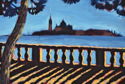 Giudecca felé, Velence (olaj a kártyán) alkotó: Sara Hayward
