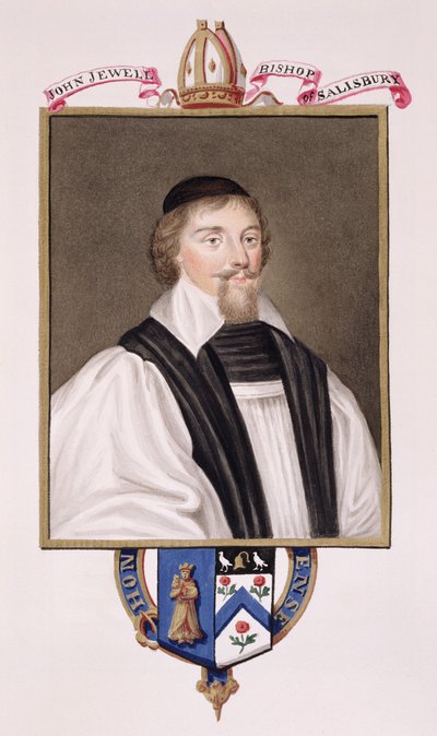 John Jewel (1522-71) Salisbury püspökének portréja az Erzsébet királynő udvarának emlékirataiból, 1825-ben (wc és gouache papíron) alkotó: Sarah Countess of Essex