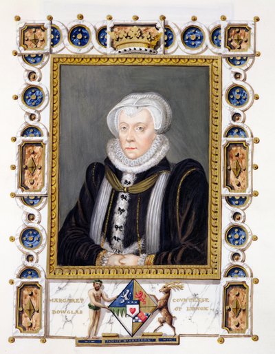 Margaret Douglas (1515-78) Lennox grófnő portréja az Erzsébet királynő udvarának emlékirataiból, 1825-ben (wc és gouache papíron) alkotó: Sarah Countess of Essex
