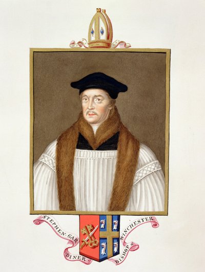 Stephen Gardiner (kb. 1483-1555) winchesteri püspök portréja az 1825-ben megjelent "Erzsébet királynő udvarának emlékei"-ből (wc és gouache papíron) alkotó: Sarah Countess of Essex