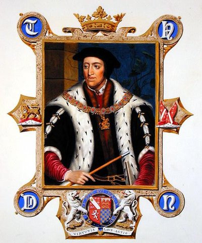 Thomas Howard (1473-1554), Norfolk 3. hercegének portréja az 1825-ben kiadott "Emlékiratok Erzsébet királynő udvaráról" című kötetből (akvarell és gouache, papír). alkotó: Sarah Countess of Essex