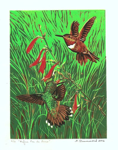 Rufus Pas de Deux, 2016 (Linómetszet ) alkotó: Sarah Drummond