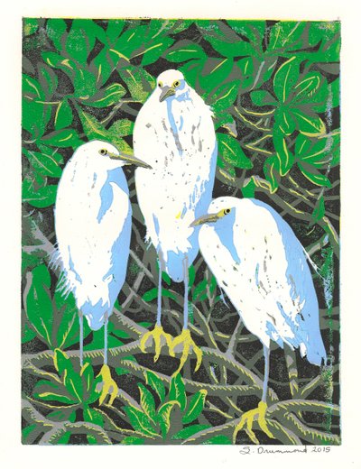 Trió, 2015 (Linómetszet) alkotó: Sarah Drummond
