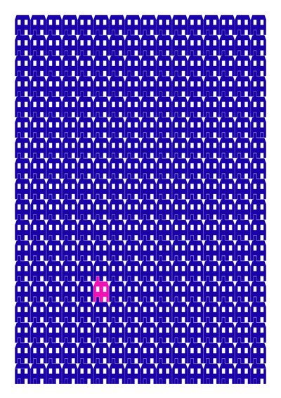 Blue Paper House Repeat Print, 2014 (grafikai giclee nyomat) alkotó: Sarah Evans