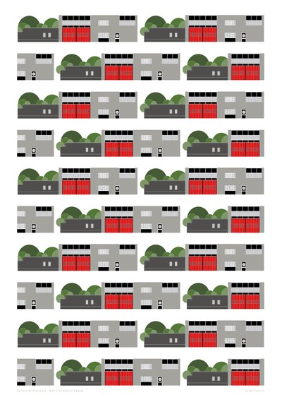 Fire Station Repeat Print, 2014 (grafikai giclee nyomat) alkotó: Sarah Evans