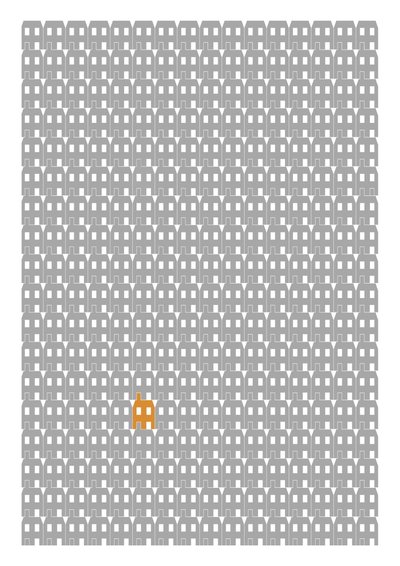 Grey Paper House Repeat Print, 2014 (grafikai giclee nyomat) alkotó: Sarah Evans
