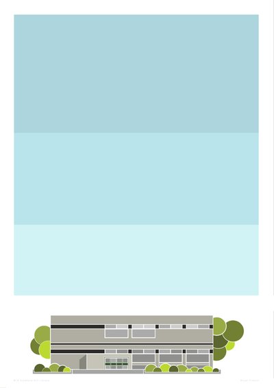 Stamford Hill Library, 2014 (grafikai giclee nyomat) alkotó: Sarah Evans