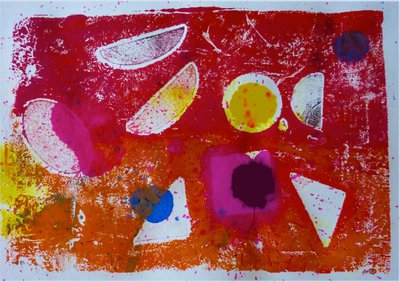 „Geometrics” 2019 (monoprint) alkotó: Sarah Thompson Engels