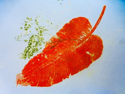 Narancslevél (monoprint papíron) 2020 alkotó: Sarah Thompson Engels