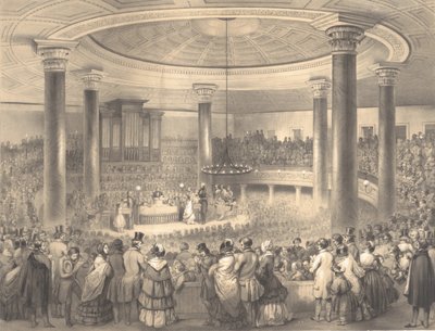 Az American Art Union díjainak kiosztása a Tabernacle-ben, Broadway, 1847. december 24. alkotó: Sarony and Co