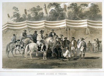 Japán katonák Yukuhamában, Japánban, 1845 alkotó: Sarony and Co