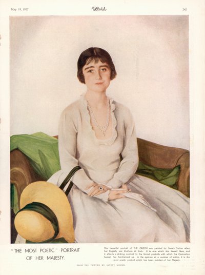 Erzsébet királyné (1900-2002) portréja a "The Sketch"-ből. alkotó: Savely Sorine