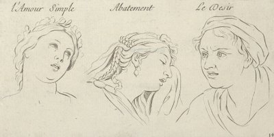 Egyszerű szerelem, levertség, vágy a szenvedélyek szereplőitől, vésve a..., 1695-1720. alkotó: Sébastien Le Clerc the Younger