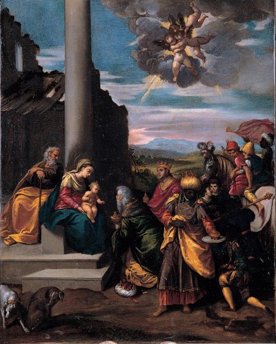 A mágusok imádása, 1575-1580 alkotó: Sigismondo Scarsellino