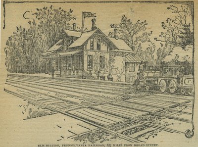 Elm állomás, West Philadelphia, Pennsylvania Railroad, USA (litho) alkotó: School American