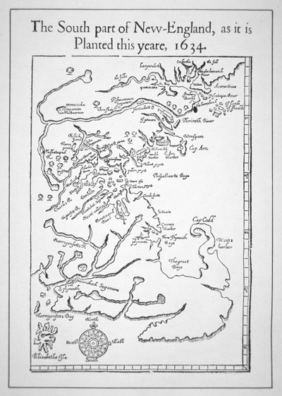 Térkép, beleértve a Massachusetts Bay-t (litho) alkotó: School American