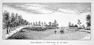 New Orleans 1719-ben (litho) alkotó: School American