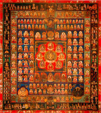 Buddhizmus: mandala taizokai (Garbhadhatu) a mátrix világáról mondta - Névtelen gouache selymen, 8-9. század Mérete 187x164,3 cm To-Ji Kyoto, Japán alkotó: School Asian
