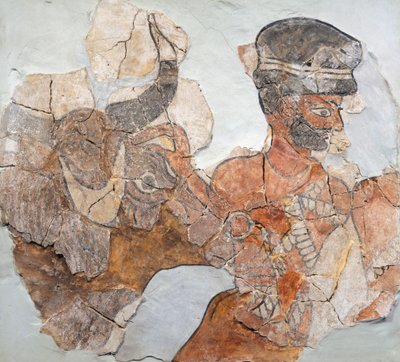 Áldozatot ábrázoló freskó Mari (ma Tell Hariri) régészeti lelőhelyről, Szíria, alkotó: School Assyrian