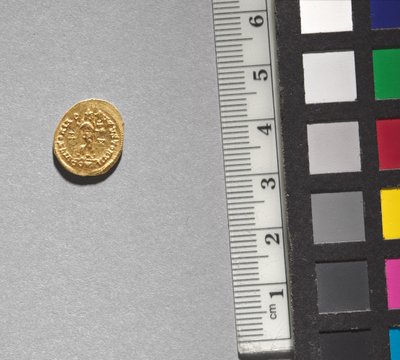 Solidus of Arkadios (háton), 395-408 (arany) (lásd a CVL 499734 előlapját) alkotó: School Byzantine