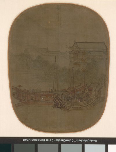 Boats at Anchor, Southern Song Dynasty, 1150-1200 körül (tinta és szín selyemen) alkotó: School Chinese