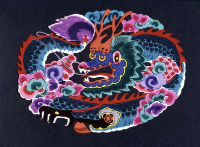 Kínai papír vágott és színezett sárkánnyal alkotó: School Chinese