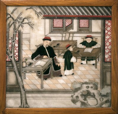 Dekoratív márványlap, amely betűket ábrázol a szekrényükben. Festett márvány, Qing-dinasztia (1644-1911), kínai művészet. Musee d