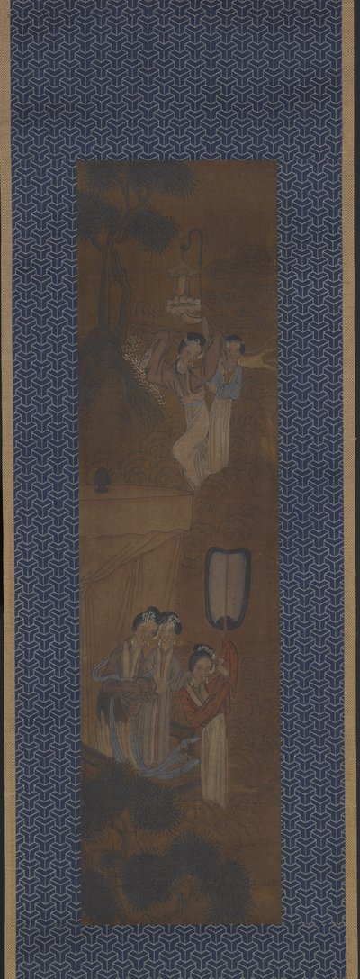 Öt nő egy körmenetben (tinta és szín a selyemen) alkotó: School Chinese