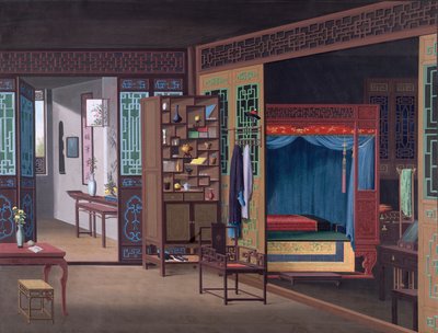 Egy kínai ház belseje Kantonban alkotó: School Chinese
