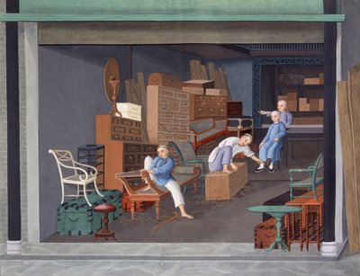 Európai asztalosmunka készítése, 1825 körül (gouache, papír) alkotó: School Chinese